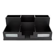 Victor Technology 6-Compartment Wood Storage with Smart Phone Holder, Black (9525-5)