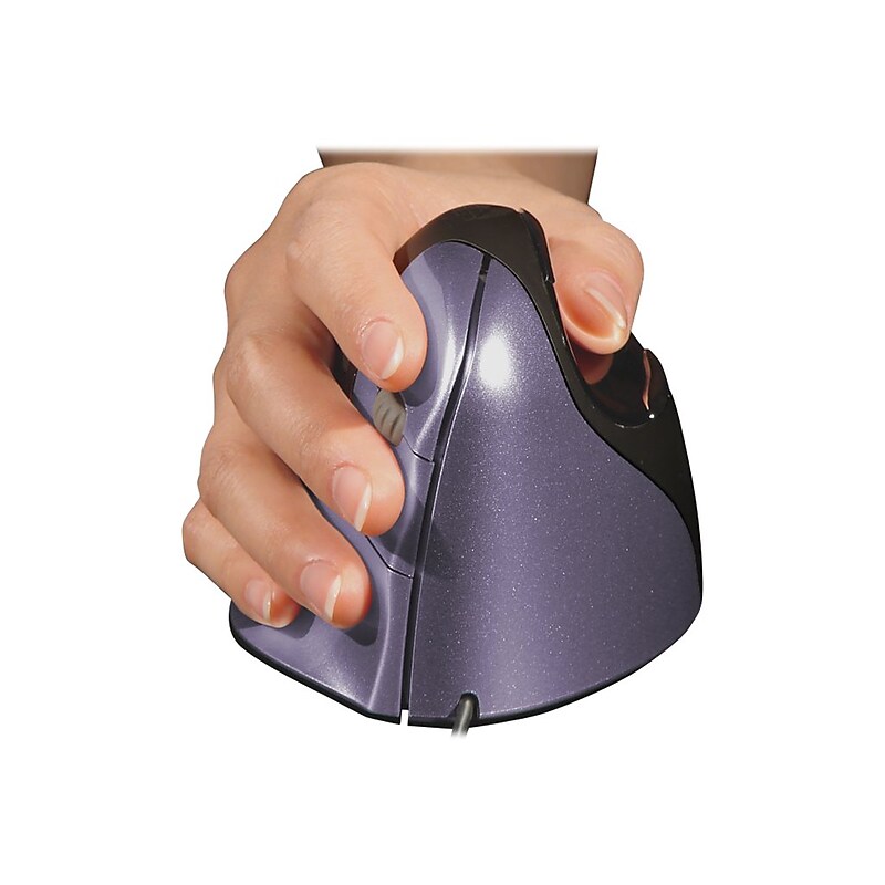 Evoluent VerticalMouse 4 Small Ergonomic Vertical Laser USB Mouse, Black/Purple (VM4S) image 1
