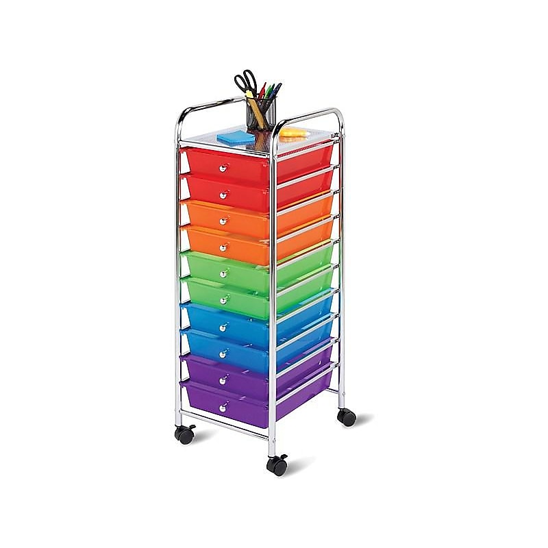 Honey-Can-Do Organization Mixed Materials Mobile Utility Cart with Lockable Wheels, Multicolor (CRT-02214) image 1