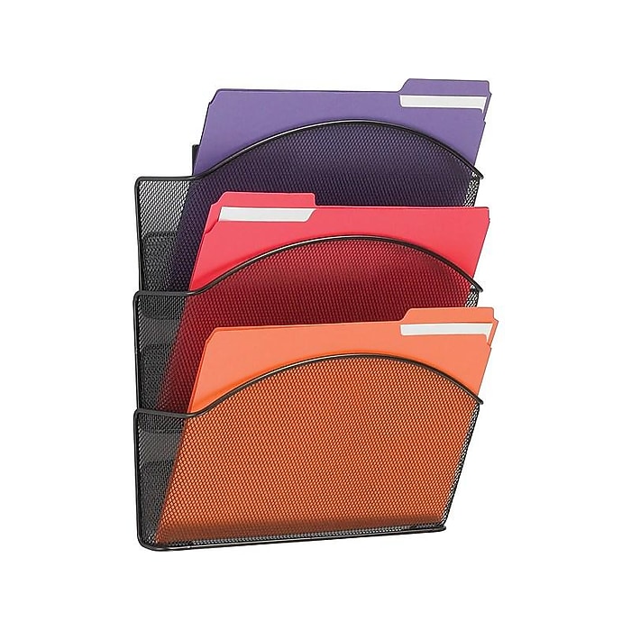 Safco Onyx 3-Pocket Steel Wall File, Letter-Sized, Black (5652BL