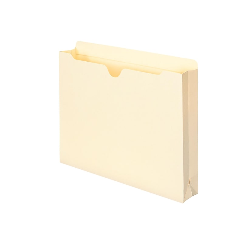 Smead 100% Recycled File Jackets, Reinforced Straight-Cut Tab, 2" Expansion, Letter Size, Manila, 50/Box (75605) image 1