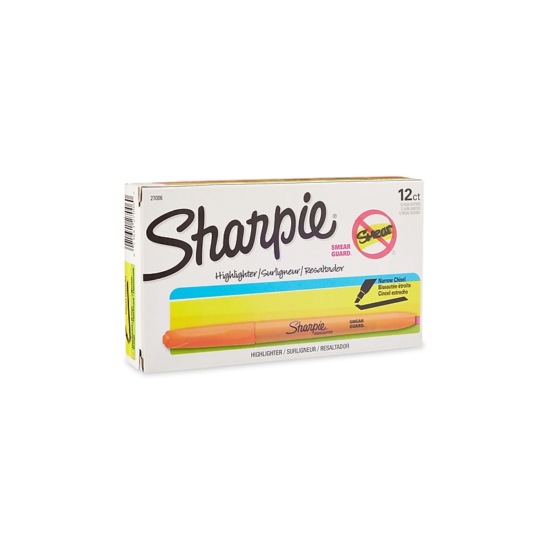 Sharpie Pocket Stick Highlighter, Chisel Tip, Fluorescent Orange, Dozen (27006) image 1