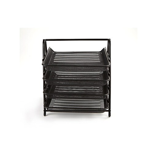 Mind Reader 4 Tier Steel Mesh Paper Tray Desk Organizer, Black (4TPAPER