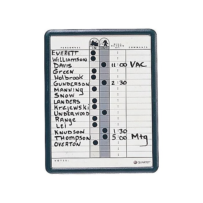 Quartet Magnetic Porcelain In-Out-Board, Black Frame, 11