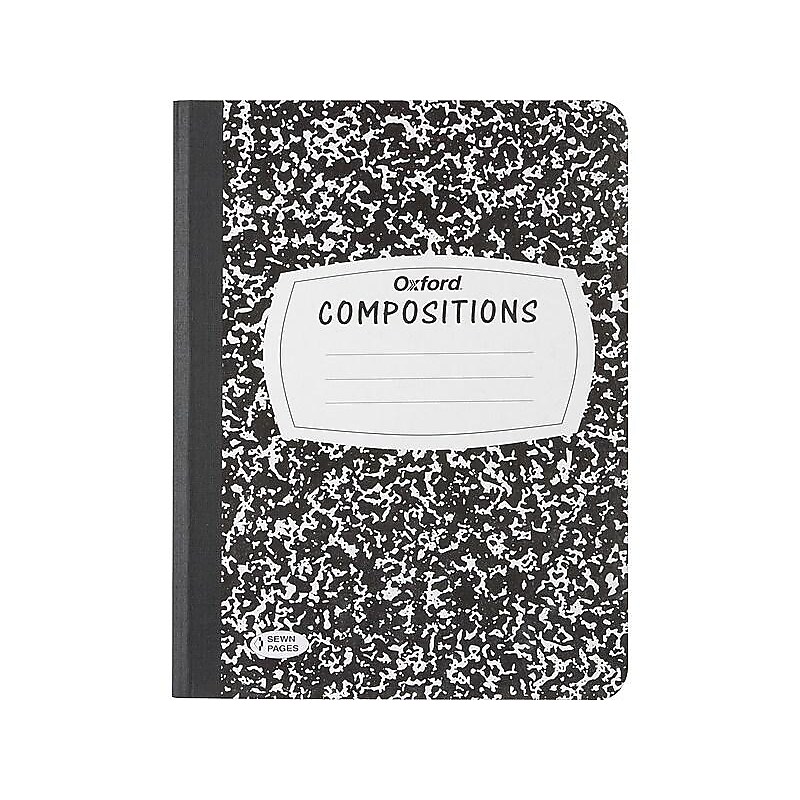 Oxford Composition Notebooks, 9.75" x 7.5", Wide Ruled, 120 Sheets, Black (09-6120) image 1