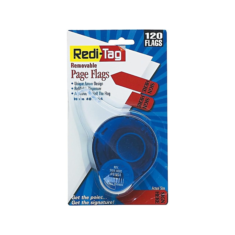 Redi-Tag Sign Here Flags, Red, 0.56" Wide, 120/Pack (81054) image 1