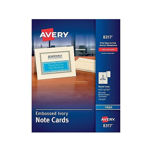 Avery Note Cards with Envelopes, Embossed Border, Matte Ivory, 4.25" x