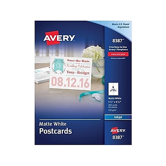 Avery Matte Postcards, 5.5" x 4.25", White, 200/Box (8387)