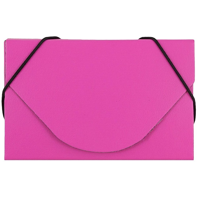 JAM Paper® Colorful Business Card Holder Case with Round Flap, Matte Fuchsia Pink Chipboard, Sold Individually (369031717) image 1
