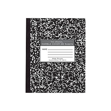Roaring Spring Composition Notebook, 7" x 8.5" Wide Ruled, 48 Sheets, Black Marble (77333)