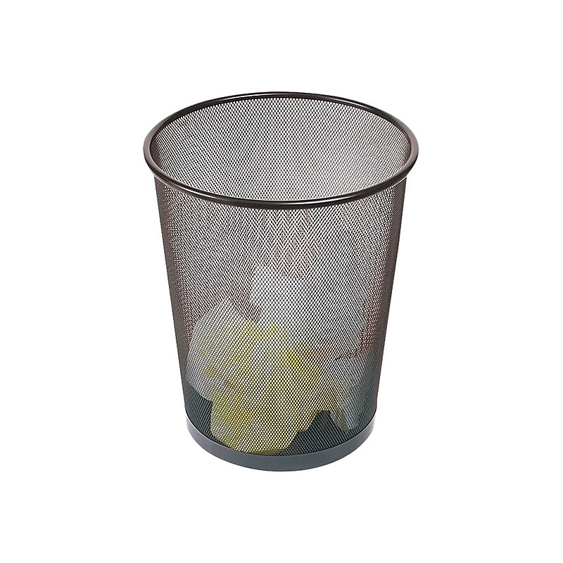 Staples Indoor Trash Can Without Lid, Black Steel Mesh, 5 Gal. (56903) image 1