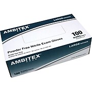 Ambitex N200 Nitrile Exam Gloves, Powder Free, Latex Free, Blue, Large, 100/Box (NLG200)