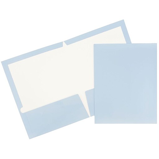JAM Paper® Glossy Two Pocket Presentation Folder, Baby Blue, 25/box at