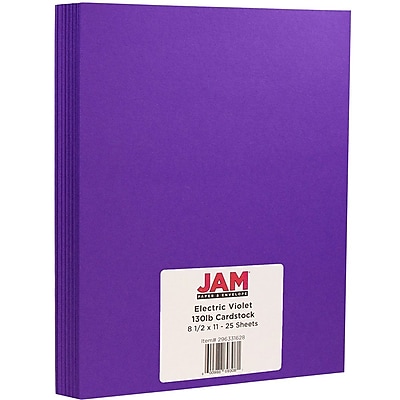 Jam Paper Matte Cardstock, 8.5 x 11, 130lb Electric Violet, 25 Sheets/Pack