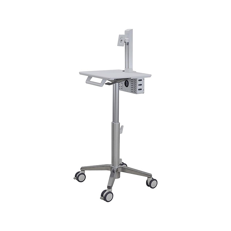 Ergotron StyleView Lean WOW Monitor Cart, Up to 24" Monitor, White/Aluminum (SV10-1300-0) image 1
