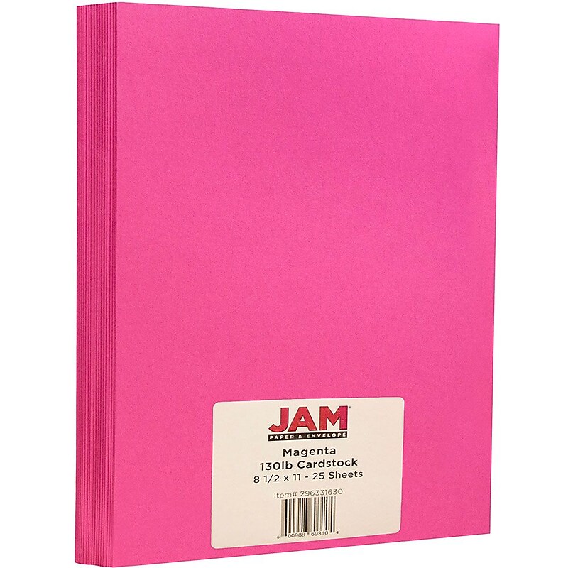 JAM Paper Extra Heavyweight 130 lb. Cardstock Paper, 8.5" x 11", Magenta Pink, 25 Sheets/Pack (296331630) image 1