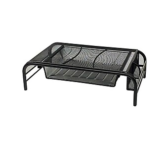 Mind Reader Network Collection Metal Mesh Monitor Stand with Drawer, Up to 24" Monitor, Black (MESHMONSTA-BLK)