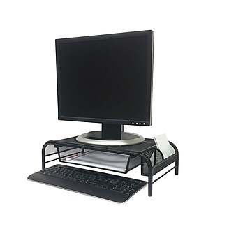 Mind Reader Network Collection Metal Mesh Monitor Stand with Drawer, Up to 24" Monitor, Black (MESHMONSTA-BLK)
