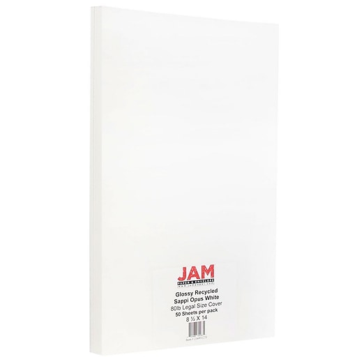 Basic WHITE (Standard) Card Stock Paper - 8.5 x 14 - 80lb Cover