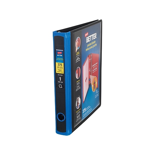 1" Staples® Better® View Binder with DRings, Assorted Dual Colors at