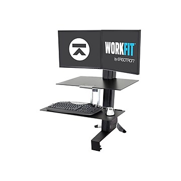 Ergotron WorkFit-S Dual Monitor Stand, Up to 24" Monitors, Black (33-349-200)