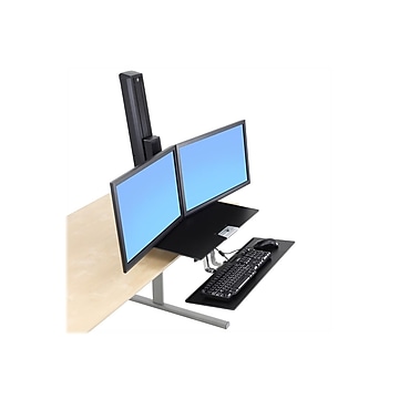 Ergotron WorkFit-S Dual Monitor Stand, Up to 24" Monitors, Black (33-349-200)