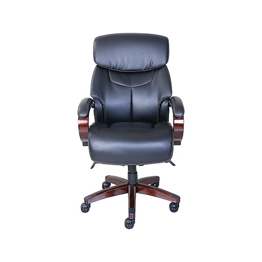 LaZBoy Bradley Leather Executive Office Chair, Fixed Arms, Black