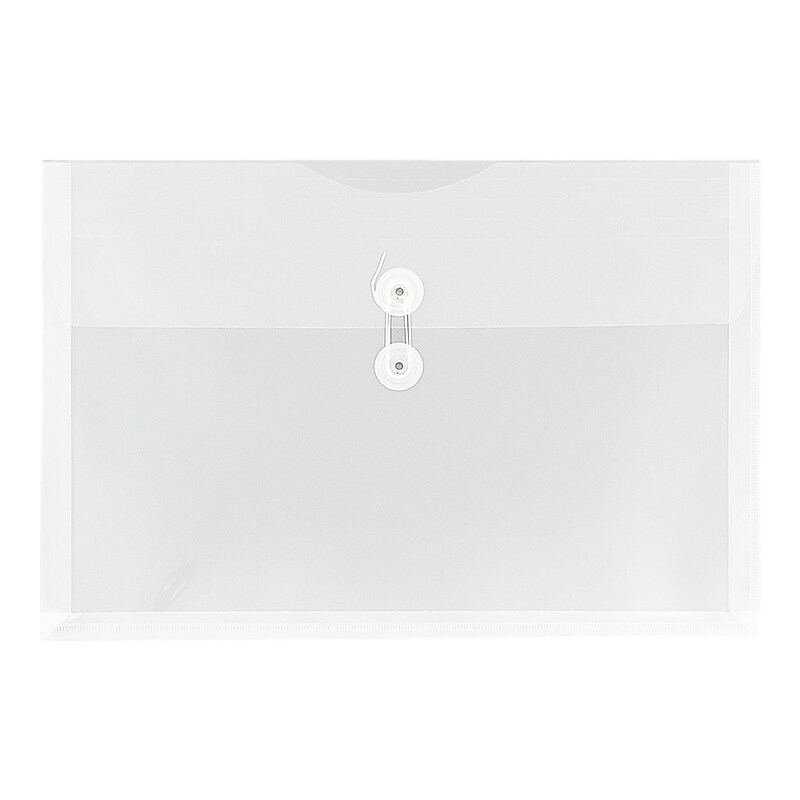 JAM Paper Plastic Envelopes with Button and String Tie Closure, Legal Size, Clear, 12/Pack (219B1CL) image 1