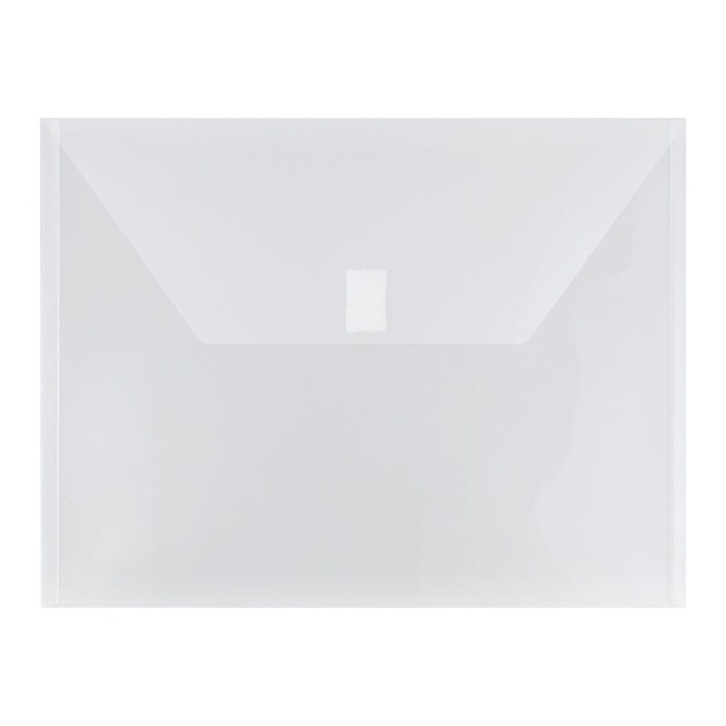 JAM Paper® Plastic Envelopes with Hook & Loop Closure, Letter Size, Clear, 12/Pack (218V0CL) image 1