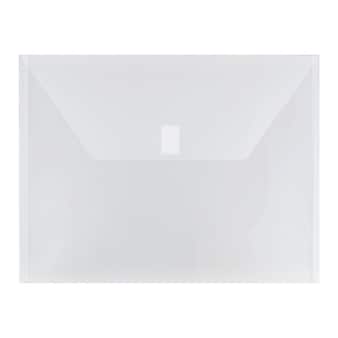 JAM Paper® Plastic Envelopes with Hook & Loop Closure, Letter Size, Clear, 12/Pack (218V0CL)