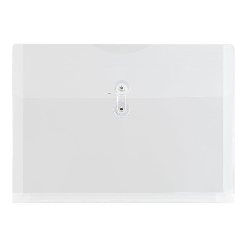 JAM Paper® Plastic Envelopes with Button and String Tie Closure, Letter Size, Clear, 12/Pack (218B1CL) image 1