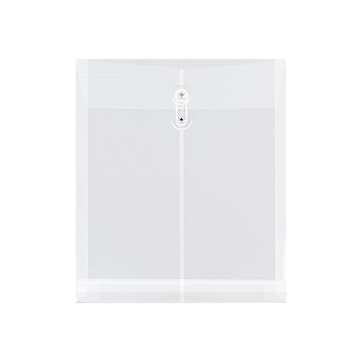 Letter Booklet Clear JAM Paper Plastic Envelopes with Button & String Tie Closure & 2 Dividers 12 3/4 x 10 1/2 Sold Individually 