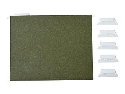 Staples Hanging File Folders, 5-Tab, Letter Size, Green, 50/Box (266262)