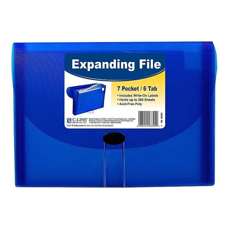C-Line Expanding File, Letter Size, 7-Pocket, Blue (CLI48305) image 1