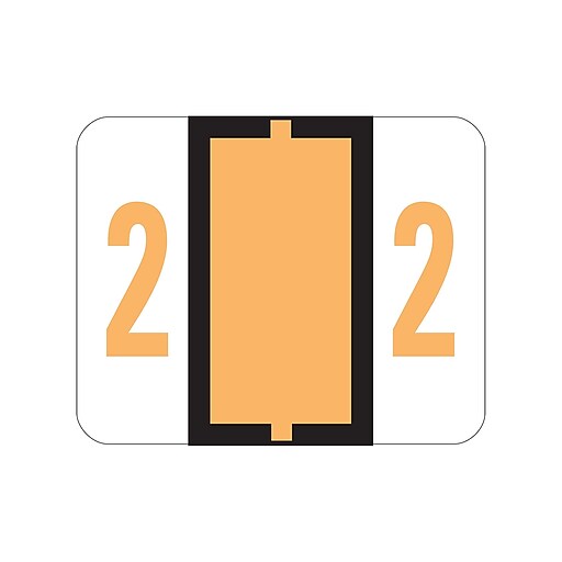 Smead BCCRN Color Coded Numeric Labels, 2, Light Orange, 500/Roll (67372) Staples