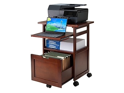 Winsome Piper 3-Shelf Wood Mobile Printer Stand with Swivel Wheels, Walnut (94427) Sansujyuku sansujyuku.com