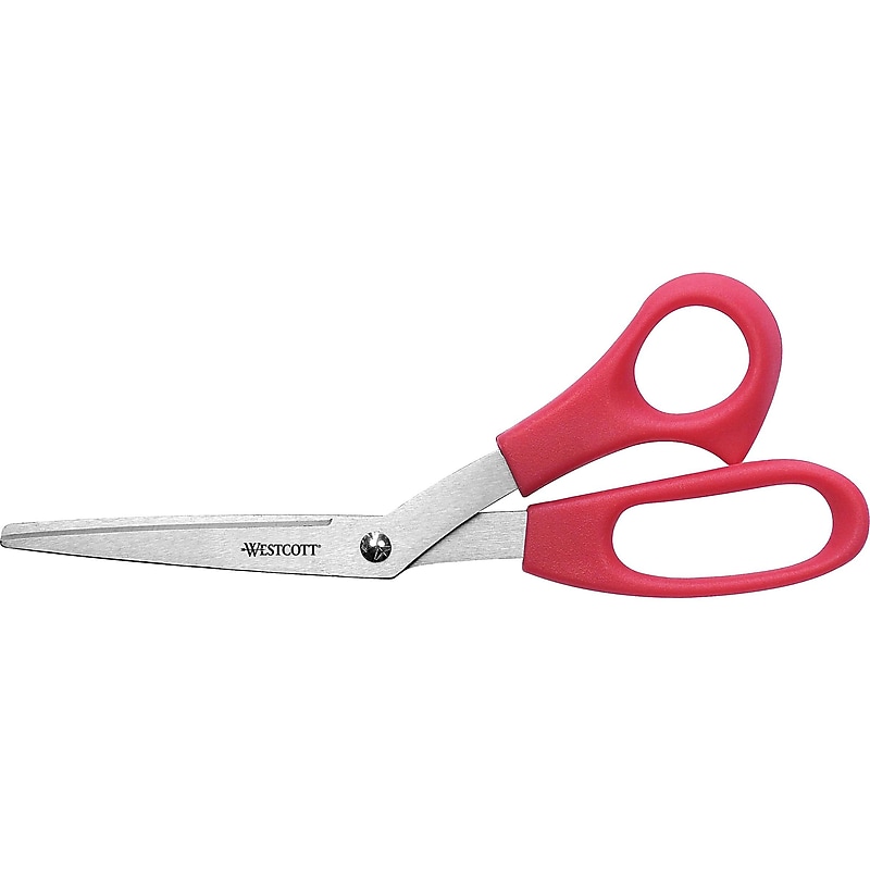 Westcott All Purpose 8" Stainless Steel Standard Scissors, Pointed Tip, Red (10703) image 1
