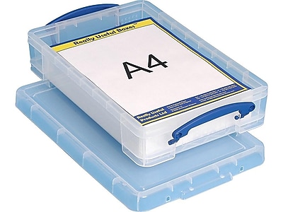 Really Useful Box 4.23 Quart Storage Box with Latching Lid, Plastic, Clear (4L CL)