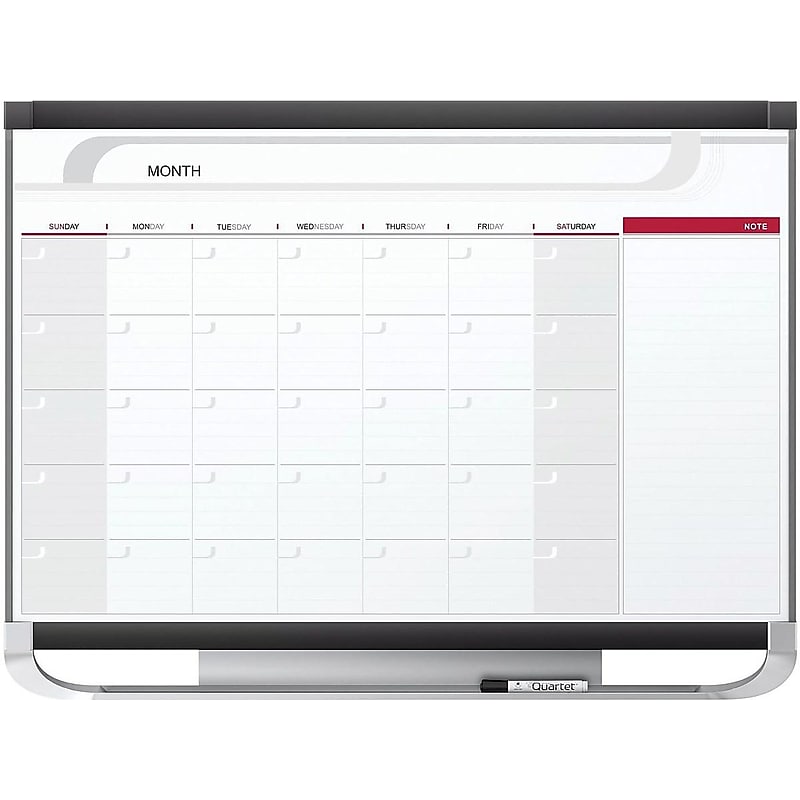 Quartet Prestige Magnetic Total Erase Calendar Whiteboard, Graphite Frame, 3' x 2' (CP32P2) image 1