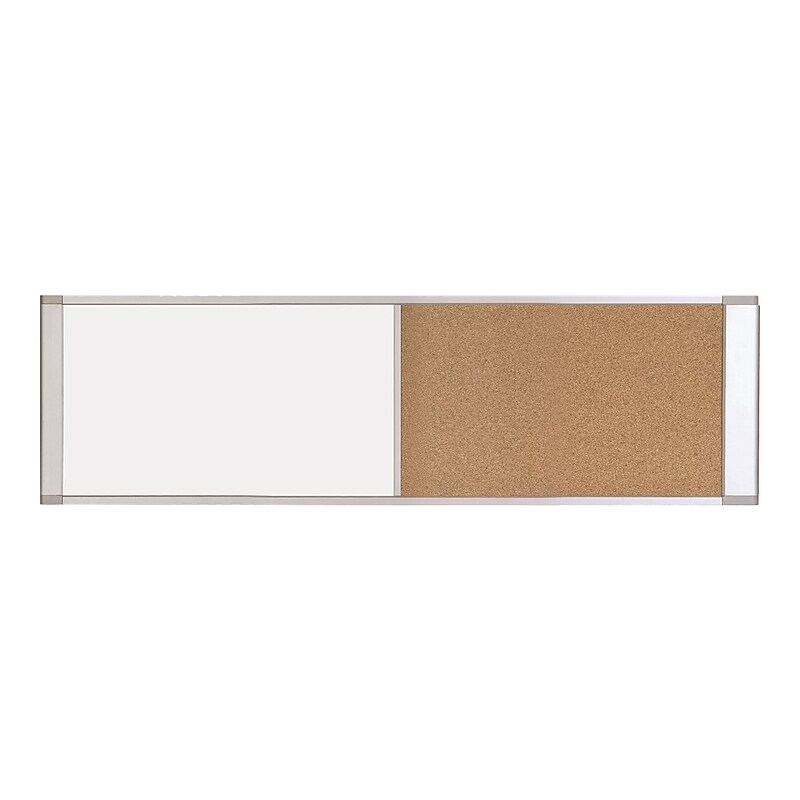 Mastervision Cork & Dry Erase Combo Dry-Erase & Bulletin Board, Silver Frame, 3' x 1.5' (XA10003700) image 1