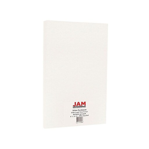 JAM Paper 65 lb. Cardstock Paper, 8.5" x 14", White Parchment, 50