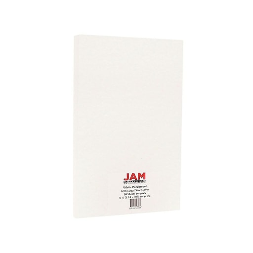 Jam Paper Parchment Legal Size Cardstock, 8.5 x 14, 65 lb White, 50 Sheets/Pack