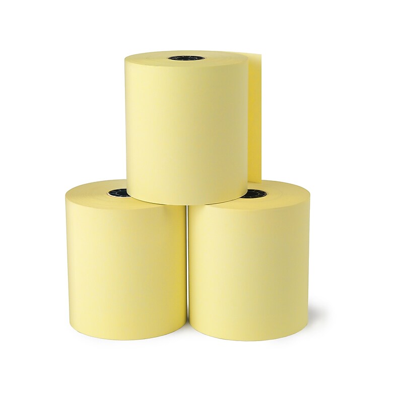 Staples Thermal Cash Register/POS Rolls, 1-Ply, Canary, 3 1/8" x 230', 4/Pack (28402/15156) image 1