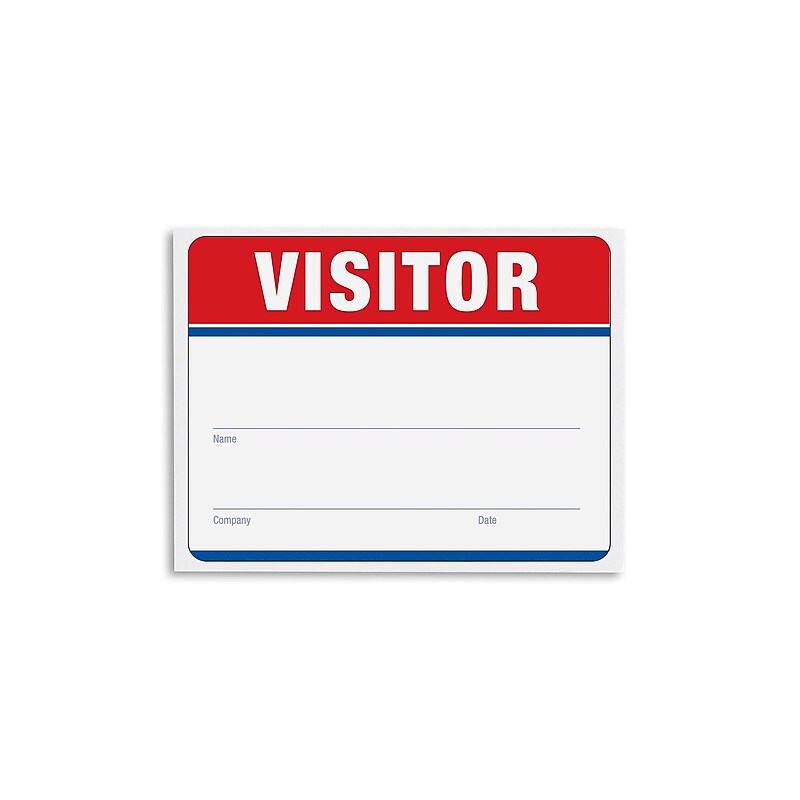 IDville Visitor Stick On Sticker Name Tags/Labels, Red, 100/Pack (1341017RD31) image 1