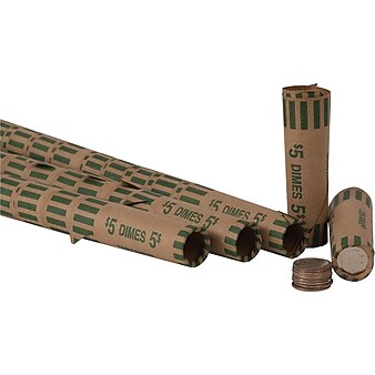 Pap-R Products Dime Coin Wrappers, Brown 1000/Box (23010/2160640)