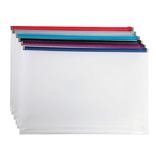 Staples Poly Zip File Pocket, 1" Expansion, Legal Size, Assorted Colors