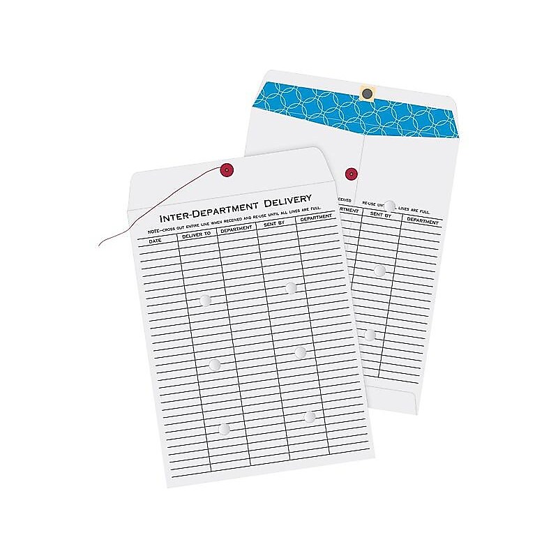 Quality Park Button & String Inter-Departmental Envelope 10" x 13", White Wove, 100/Box (QUA63663) image 1
