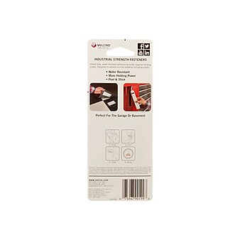 Velcro® Brand Industrial Strength 2" x 4" Hook & Loop Fastener Strips, Black, 2/Pack (90199)