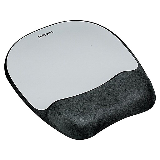 Fellowes Memory Foam Mouse Pad/Wrist Rest- Silver