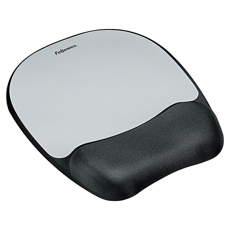 Fellowes Memory Foam Mouse Pad/Wrist Rest Combo, Black/Silver Streak (9175801) image 1
